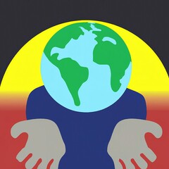 Human with planet earth