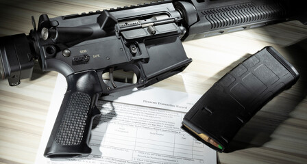 Public domain background check form with gun