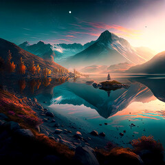 sunrise over the lake