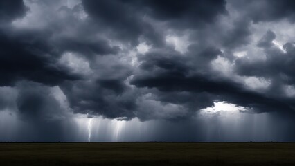 Obraz na płótnie Canvas Dark sky and dramatic black clouds before the rain.