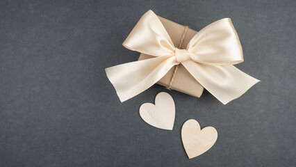 Tied bow and heart. Layout for decorating gifts, congratulations, holidays, postcard.