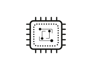 Microchip vector icon. Semiconductor simple icon. Chip board sign.