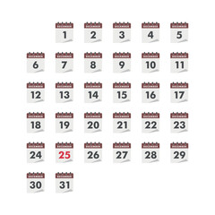 December Calendar Set Icon Vector Template