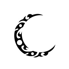 Crescent moon tribal concept black and white vector design