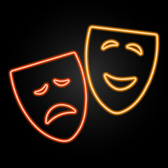 emotions neon sign, modern glowing banner design, colorful modern design trends on black background. Vector illustration.