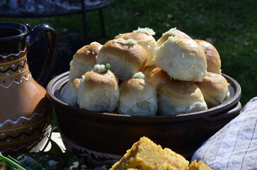 Bread, buns and sandwiches in the basket