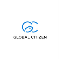 global citizen  logo design, person icon vector,abstract letter GC logotype