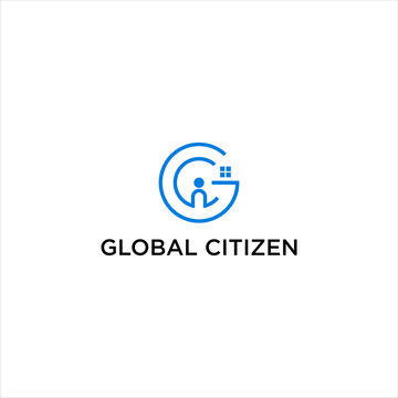 global citizen  logo design, person icon vector,abstract letter GC logotype