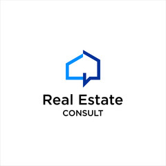 real estate consult logo,home vector with technology concept