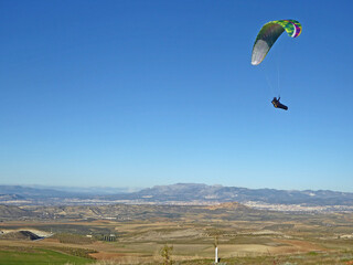 Paragliding from the hills above Escuzar, Spain	