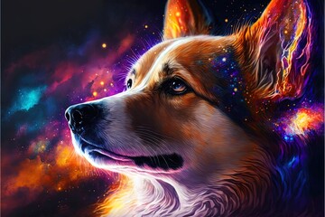 Generative AI Illustration of an Dog with space background