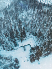 Finland House in Snow Drone #2