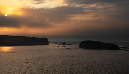 Fototapeta na wymiar Newfoundland, Canada, painterly seascape at evening sunset.