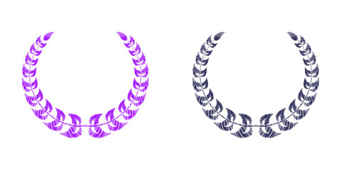 Laurel Wreath Scribble Texture Purple Isolated Illustration