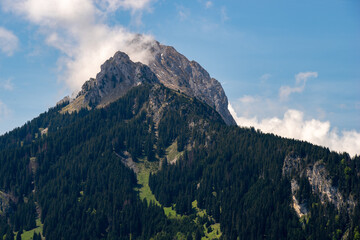 View to the mountain Gehrenspitze at from Reutte in Tirol, on a wonderfully sunny day