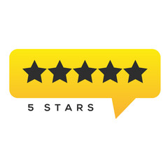 5 Star Rating Sign on Transparent Background