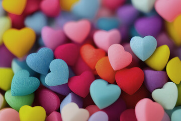 Fototapeta premium Sweet colorful hearts background for Valentine's Day.