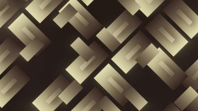 Brown geometric squares of various sizes move across the screen, motion background animation - 4K Full HD seamless loop background