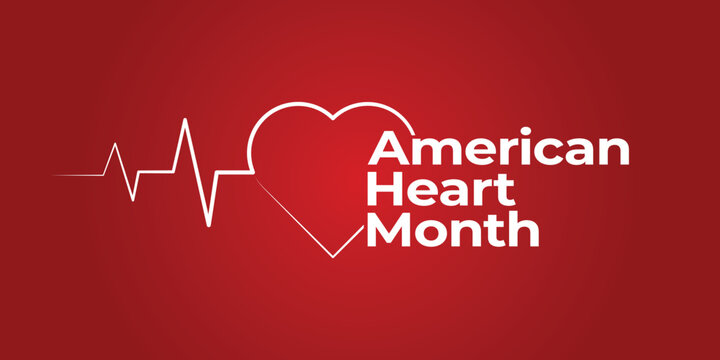 American Heart Awareness Month. February Cardiovascular health season background banner. Vector Illustration.
