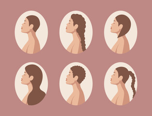 Set of hairstyles