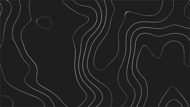 Abstract animated outline topographic contour map. Moving waves on black background.- 4K Full HD seamless loop background