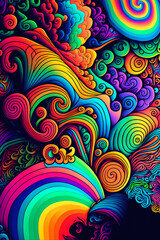 Fototapeta na wymiar abstract psychedelic rainbow colored background. Generative AI