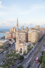 Beautiful view of Al Qaaed Ibrahim Basha Mosque in Alexandria, Egypt