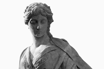 Olympic goddess of love in antique mythology Aphrodite (Venus) against white background
