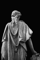 Olympic goddess of love in antique mythology Aphrodite (Venus) against black background. Vertical image.