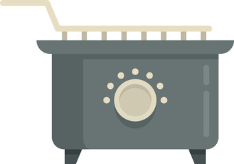 Fry machine icon flat vector. Deep fryer. Oil basket isolated