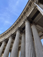 Aesthetic kazan cathedral columns against the blue sky