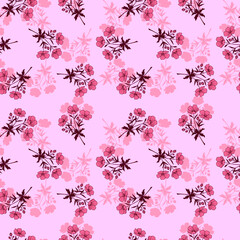 Seamless botanical pattern of purple flowers. Vector stock illustration eps10.