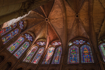 Interior of the Reims cathedral in gothic style