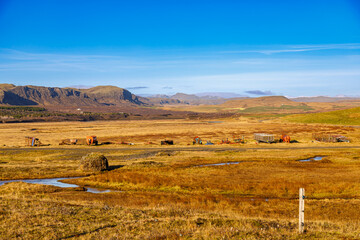 Obraz premium Autumn fields in the south of Iceland