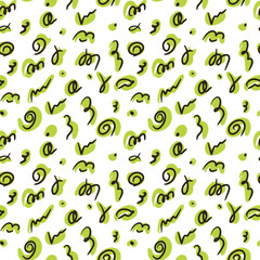 Abstract Hand Drawing Green Pattern Isolated on white Background