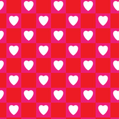 Simple hearts seamless pattern. Valentines day background. Pink and red.