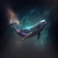 Fototapeta na wymiar Whale with dark background Generative AI