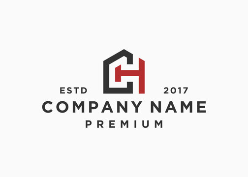 letter ch with house logo design vector illustration template