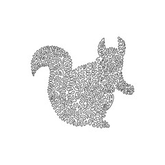 Fototapeta na wymiar Single one line drawing of adorable squirrel abstract art. Continuous line draw graphic design vector illustration of squirrels watching out for predators for icon, symbol, sign and company logo