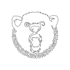 Single swirl continuous line drawing of fierce bear abstract art. Continuous line draw graphic design vector illustration style of carnivoran mammals for icon, sign, minimalism modern wall decor