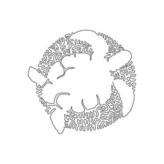 Single swirl continuous line drawing of beautiful turtles abstract art. Continuous line draw graphic design vector illustration style of friendly reptiles for icon, sign, minimalism modern wall decor