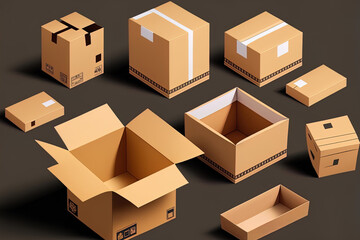 packing cardboard boxes and moving. Generative AI