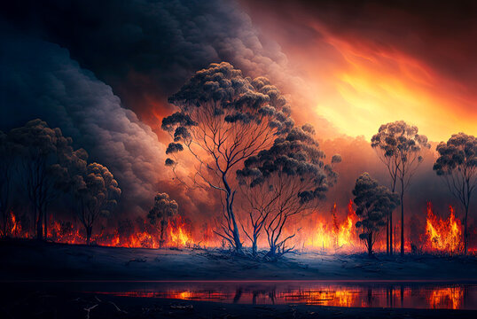 Wildfire in the Australian outback. Generative AI