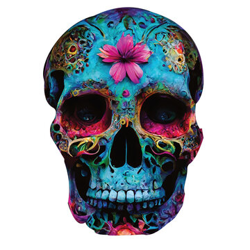 Zucker Totenkopf Maske, Tag der Toten mit Blumen