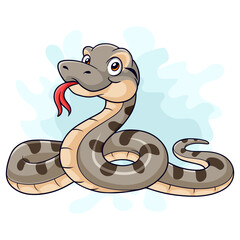 Fototapeta premium Cartoon anaconda snake on white background