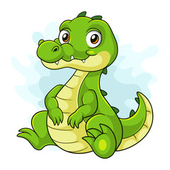Fototapeta premium Cartoon crocodile on white background