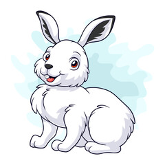 Cartoon arctic rabbit on white background