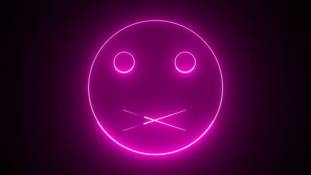 Neon emoji face. Computer generated 3d render