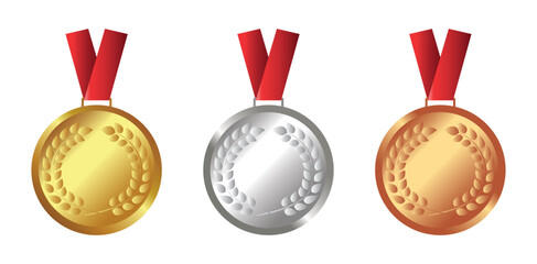 Gold, silver and bronze medals .