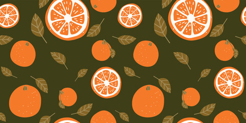 Oranges. Orange seamless pattern. Ornament for different designs